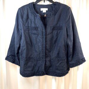 Women's Michael Kors 3/4 Sleeve Navy Blue Snap-Button Down Cropped Jacket Sz 16W